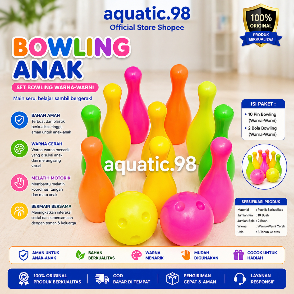 Mainan Edukasi Anak bola bowling set lengkap// Bola Bowling boling bolling set - bowling bola