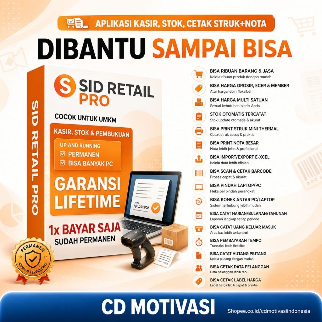 Aplikasi Kasir SID Retail Pro Untuk Toko Minimarket ORIGINAL POS Full Verison Lifetime Komputer Klon