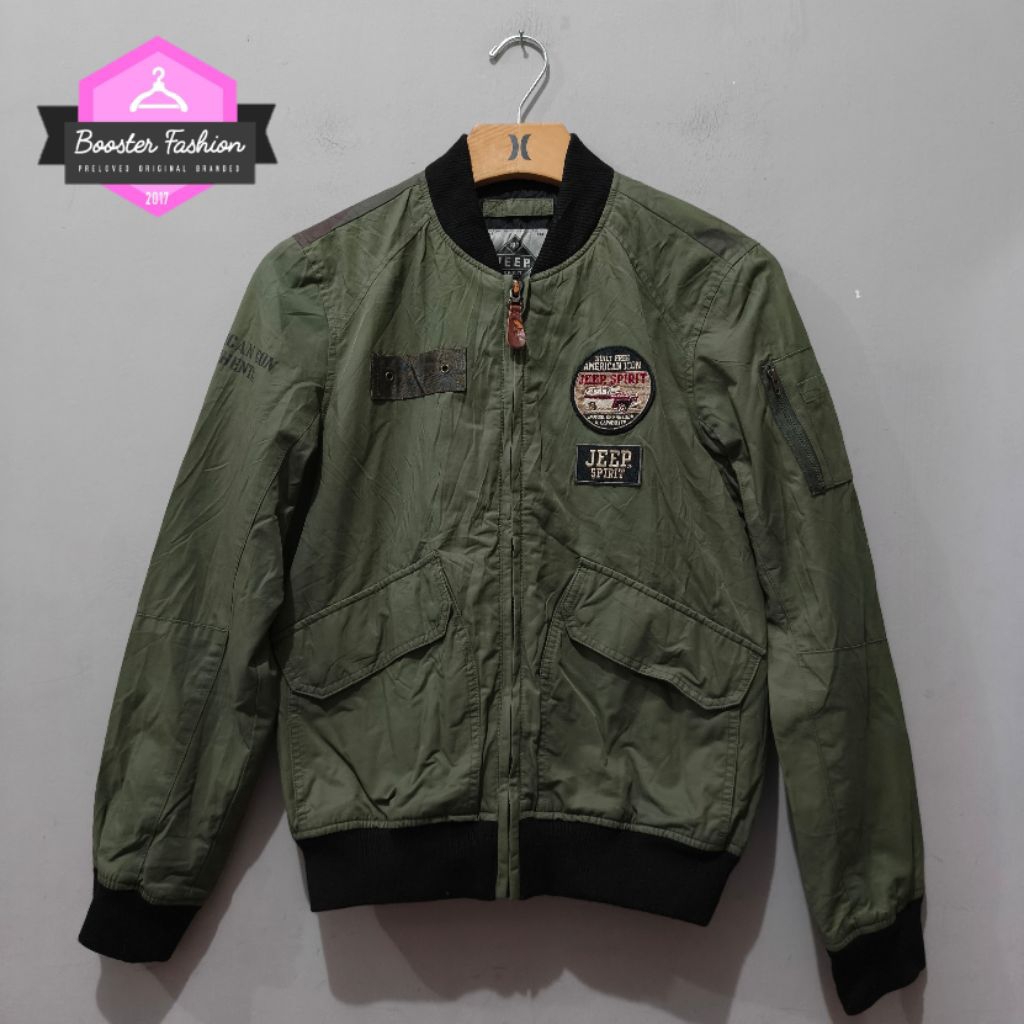 JAKET BOMBER JEEP SPIRIT ARMY KALCER ORIGINAL SIZE S