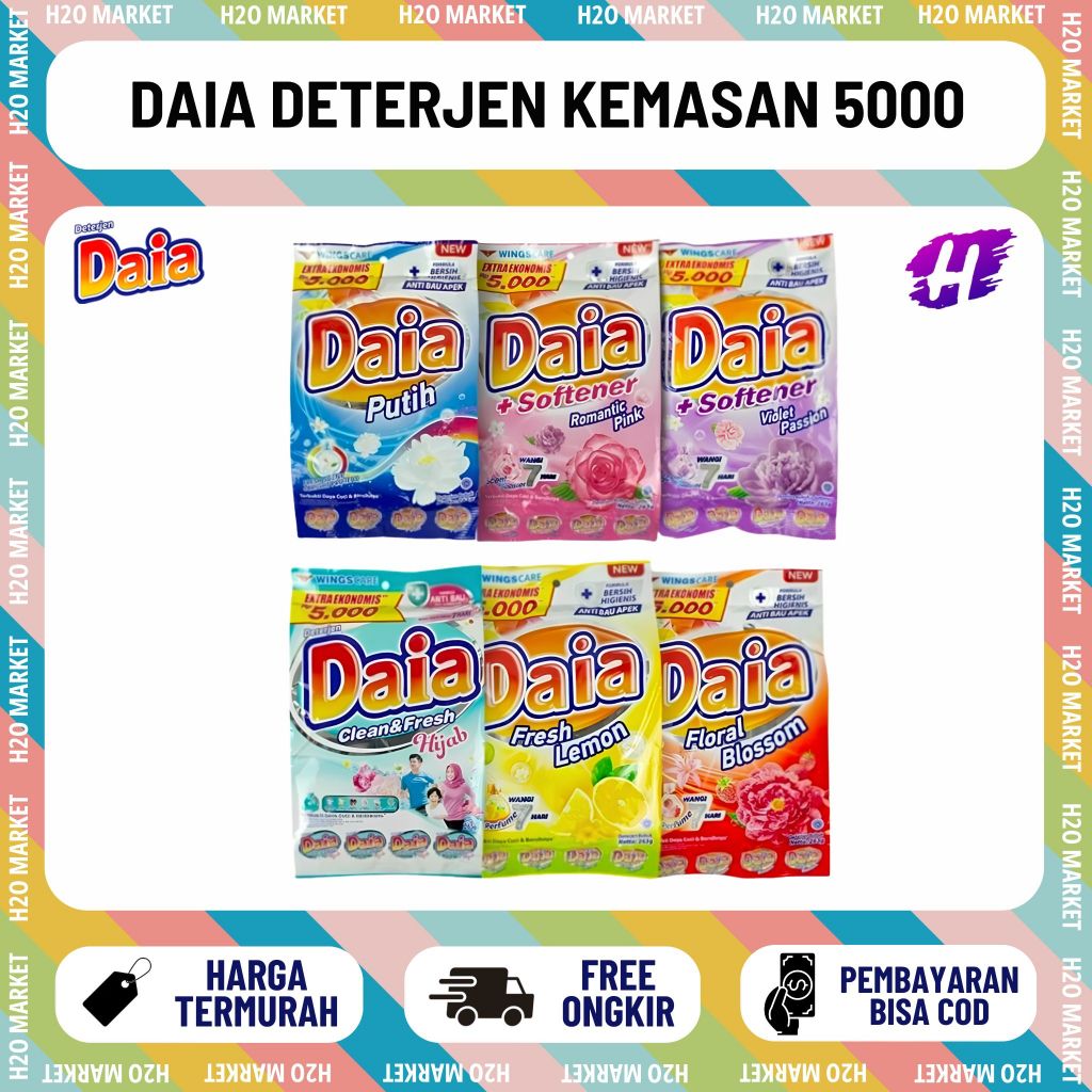 DETERJEN BUBUK DAIA BUNGA HEMAT 5000AN 245 GRAM ECERAN POWDER FLORAL BLOSSOM FRESH LEMON FRUITY HIJA