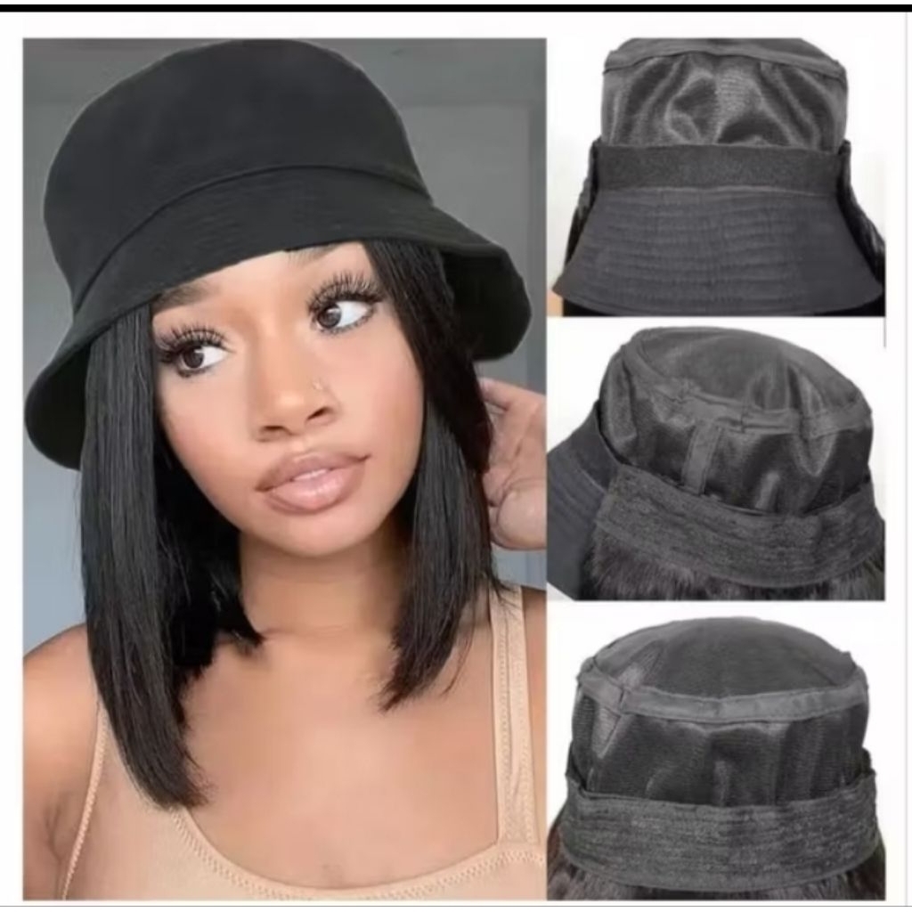 HAIR WORLD Topi Wig Wanita Topi Bucket Wig Topi Bucket Topi Wig Korean Style Wig Bucket Topi Wig Wan