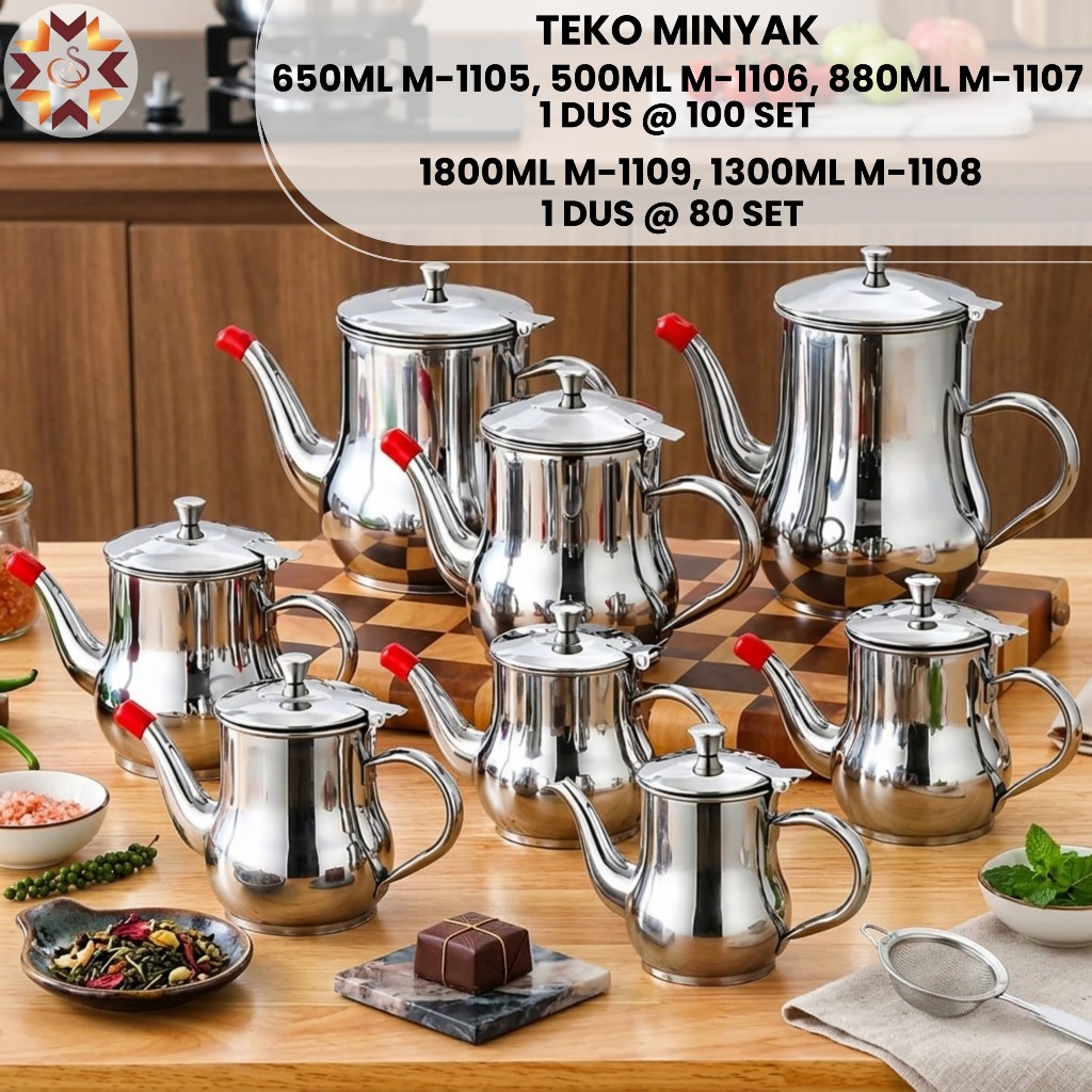 Oil Pot Teko Minyak 500ML Wadah Penyaring Minyak Goreng Stainless Serbaguna Anti Karat