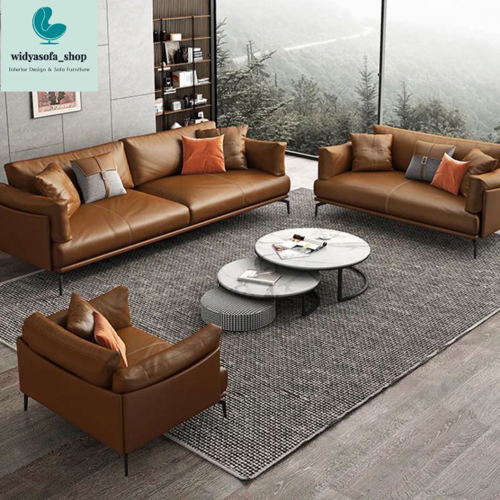 Sofa 321 Seater Fullset Bahan Kulit / Sofa Tamu Model Terbaru Busa Empuk Berkualitas Tinggi