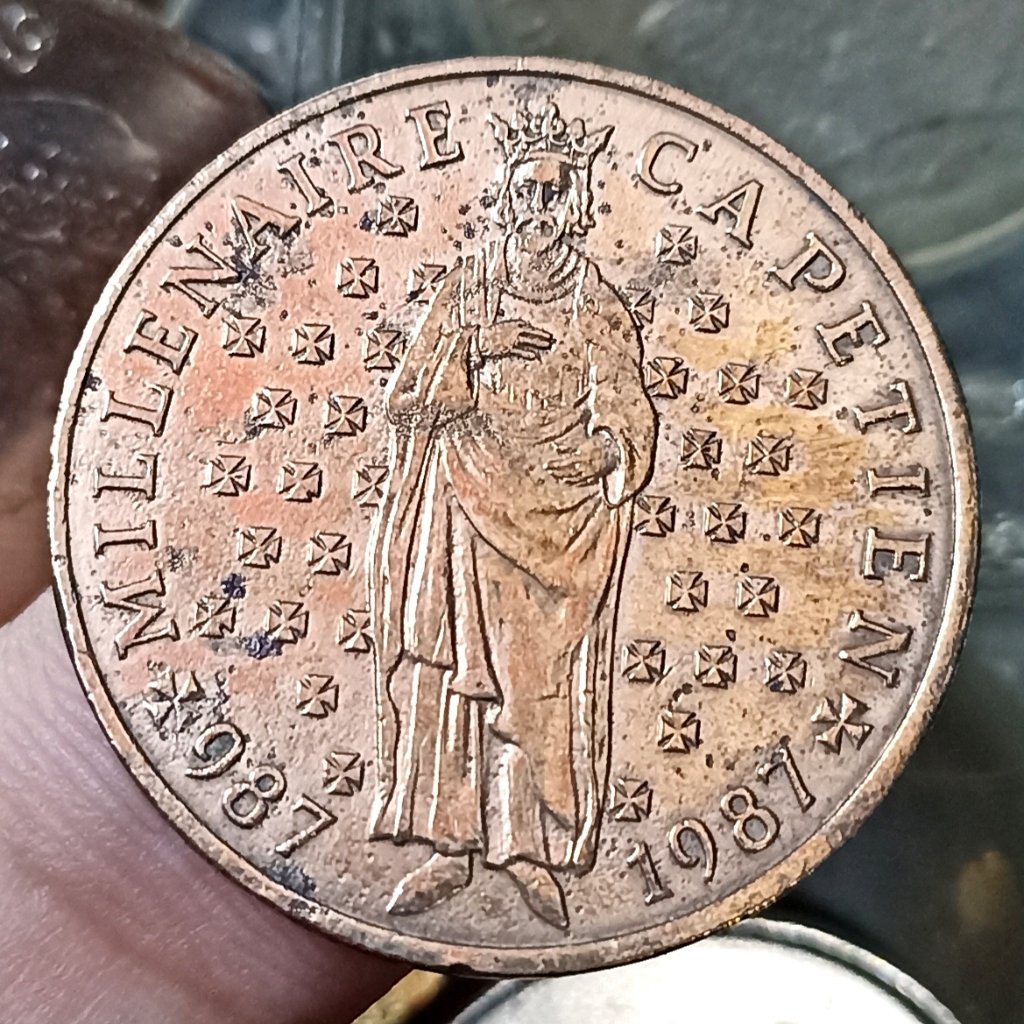 Koin Kuno France / Perancis 10 Francs Hugh Capet Tahun 1987