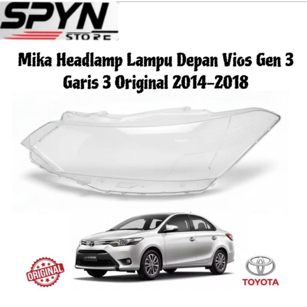 mika headlamp lampu depan Vios gen3 garis 3 tahun 2014-2018 original kanan atau kiri