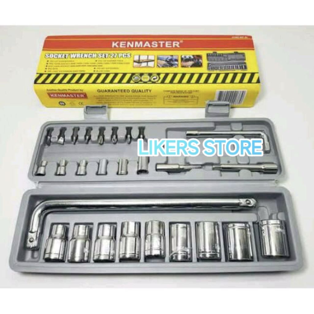 KENMASTER Kunci Sok 27 Pcs Kunci Sok Set 27pcs Soket Socket Wrench Kunci Sock Shock 27pcs Kunci Set 