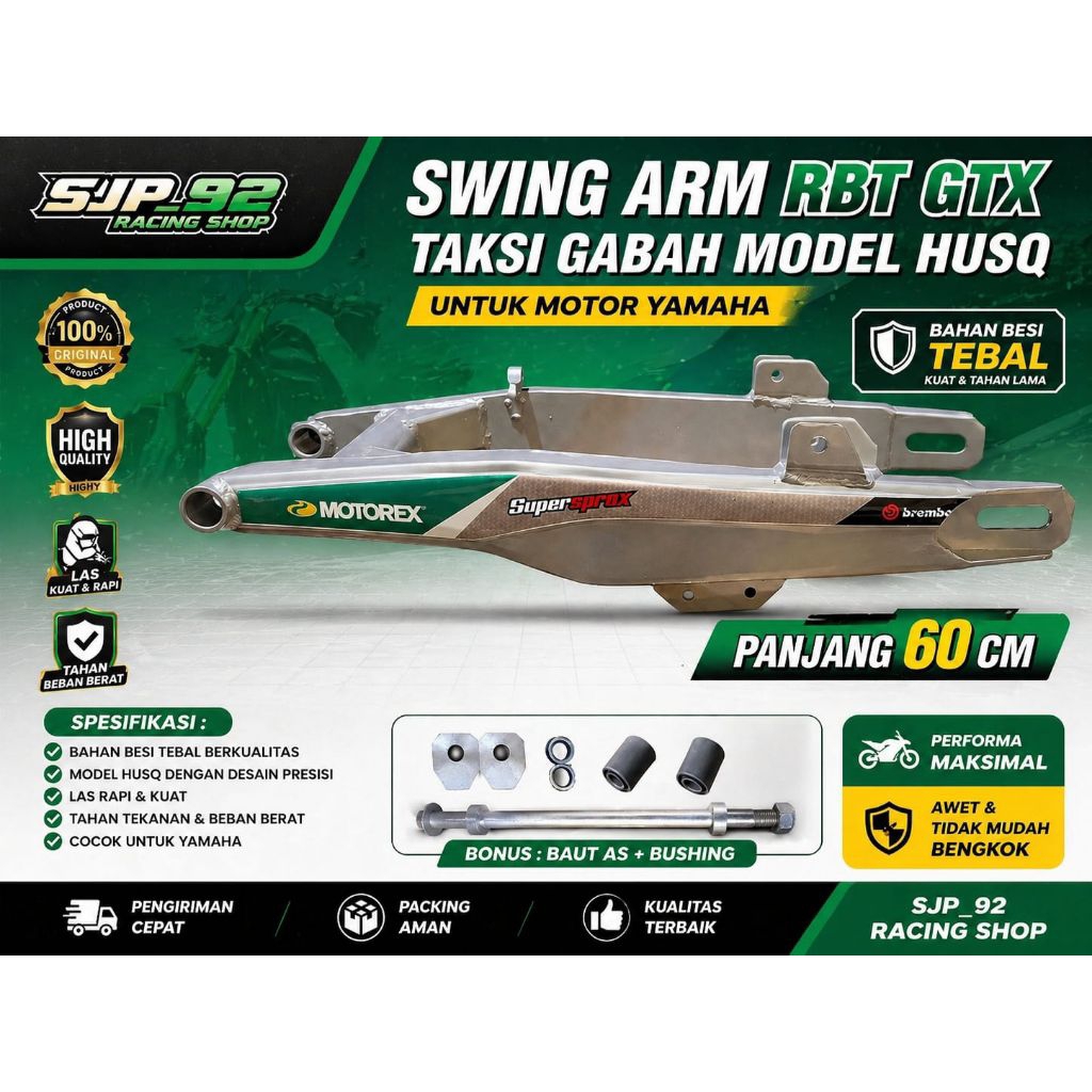SWING ARM BEBEK TRAIL REPLIKA HUSQ PANJANG 60CM BEBEK JUPITER VEGA VEGA R ZR FIZ R FORCE1 ZIGMA ALL 