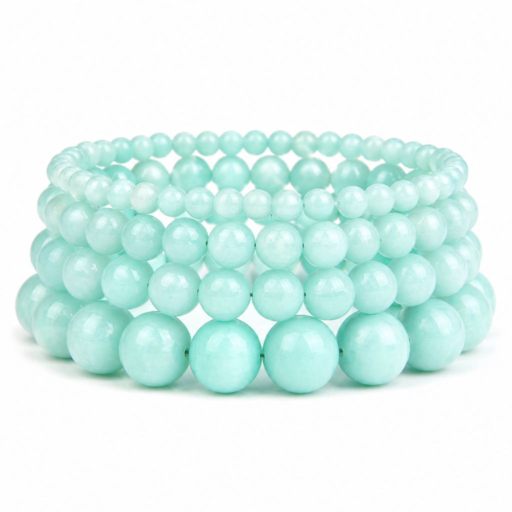 Gelang Batu Asli Kalimantan Warna Biru Natural Gemstone Blue Amazonite