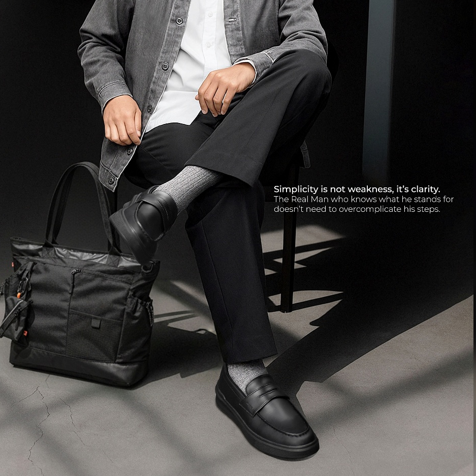 REYL MAN ORI x uawindonesia | SEPATU REYL MAN MODE SOLID FULL BLACK - Sepatu Sneakers Pria Loafers