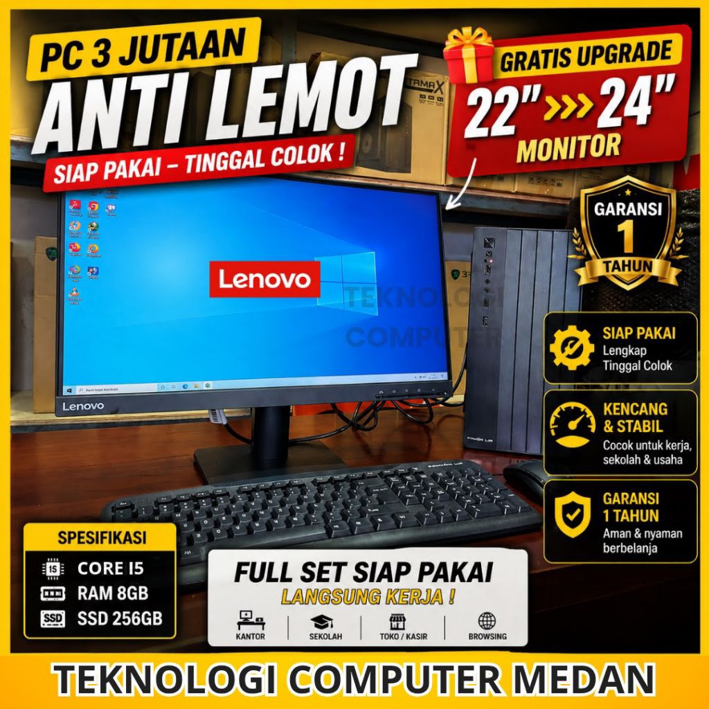 Core i5 | Full Set | LENOVO | Komputer Kantor Admin | CPU PC Rakitan