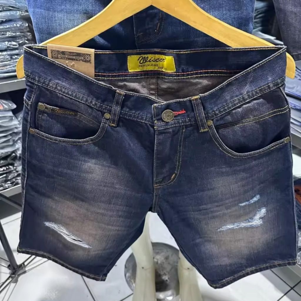 Celana MC wiscer,celana jeans pria,celana pendek,celana jeans pendek pria sobek,MC Wiscer pendek sob