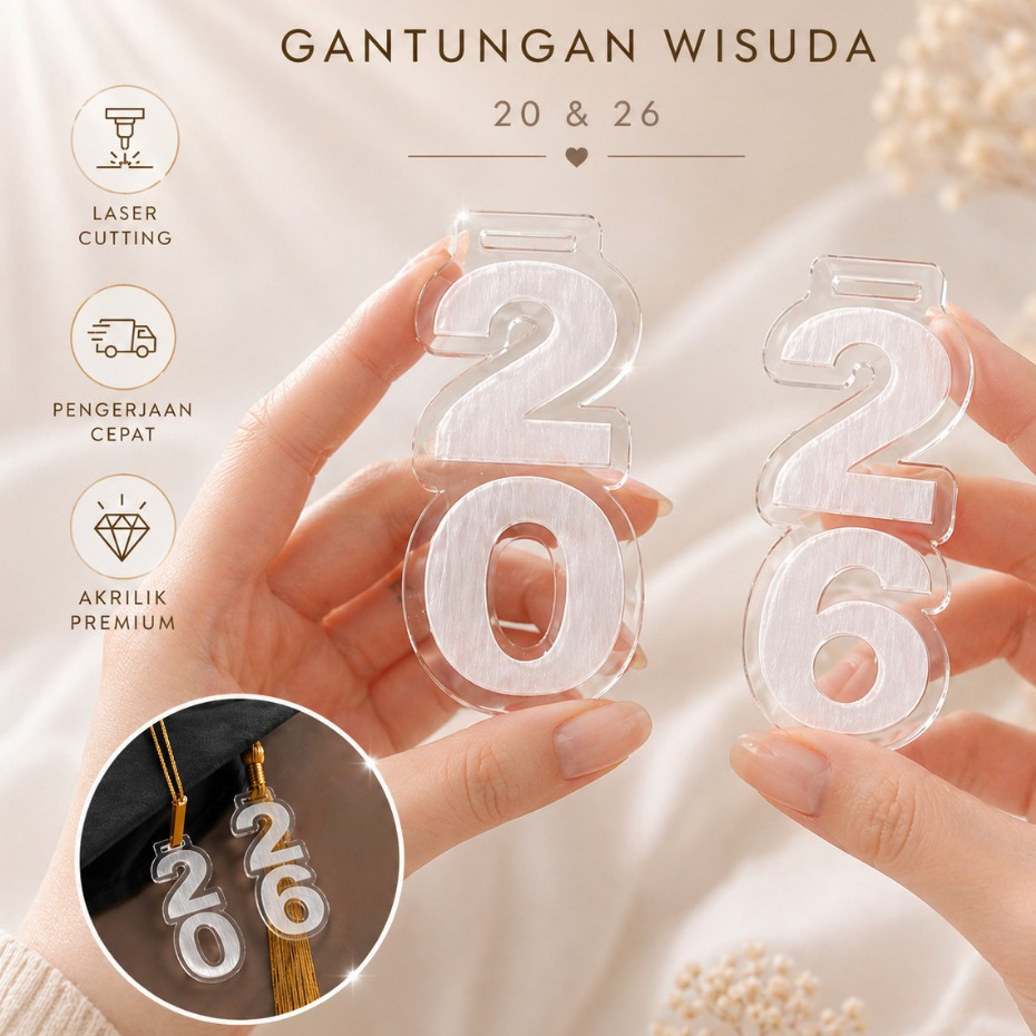 akrilik gantungan bunga wisuda 2026