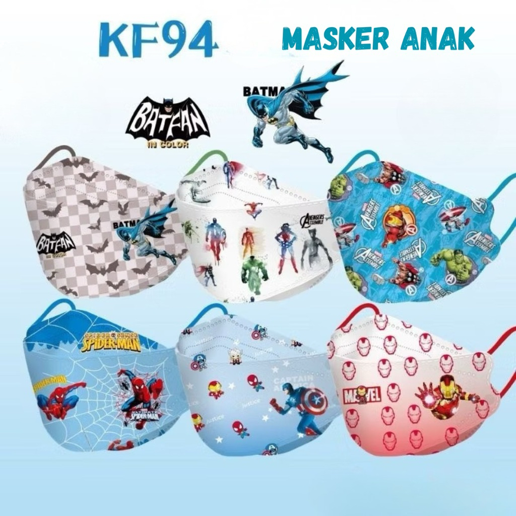 10PCS MASKER AVENGERS MARVEL ASTRONOT ANAK KF94 EARLOOP KIDS MASK