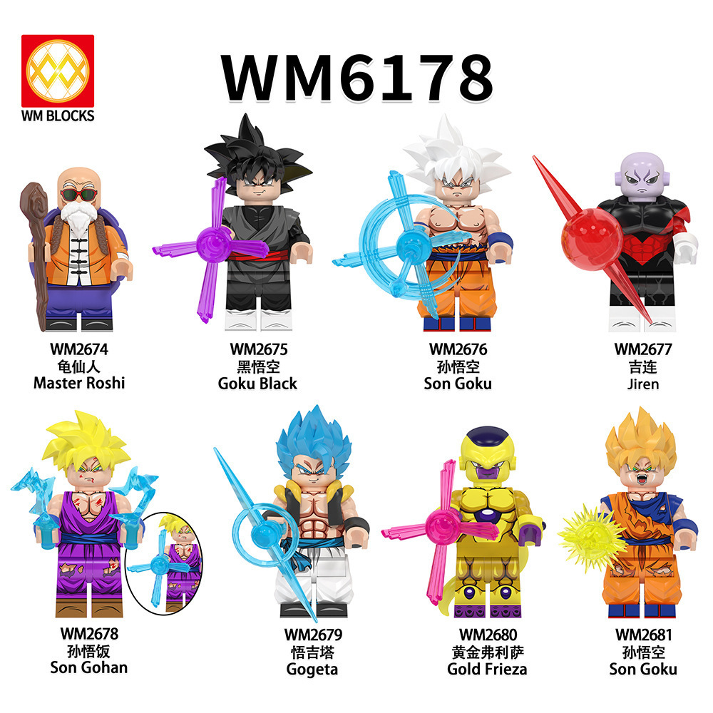 WM6178 Dragon Ball Master Roshi Goku Black Son Goku Jiren Gohan Gogeta Gold Frieza - Mainan Brick