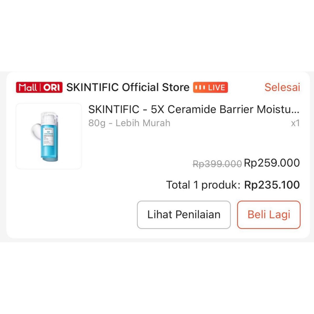 SKINTIFIC MOISTURIZER 80gr ORI 100%
