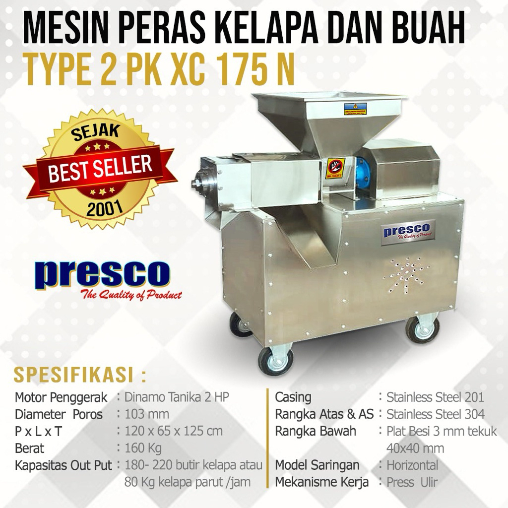 Mesin Peras Kelapa Type XC 175 NR 2 PK Presco