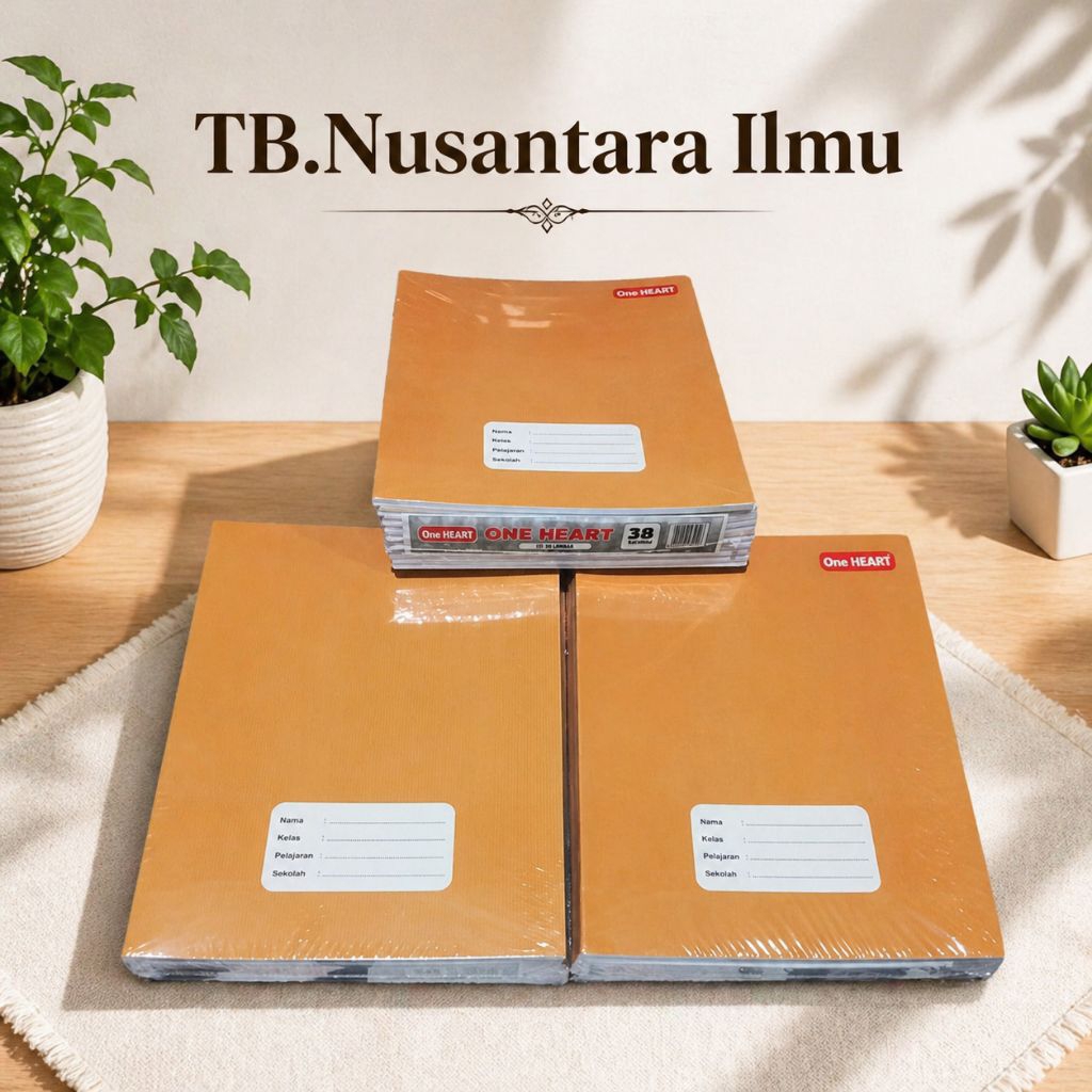 Buku Tulis Bergaris Kraft One Heart 38 Lembar 1 Pack Isi 10 Pcs / Buku Tulis sekolah Kraft 38 Lembar