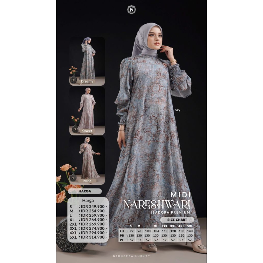 GAMIS WANITA DEWASA NADHERA NARESHWARI MIDI DRESS