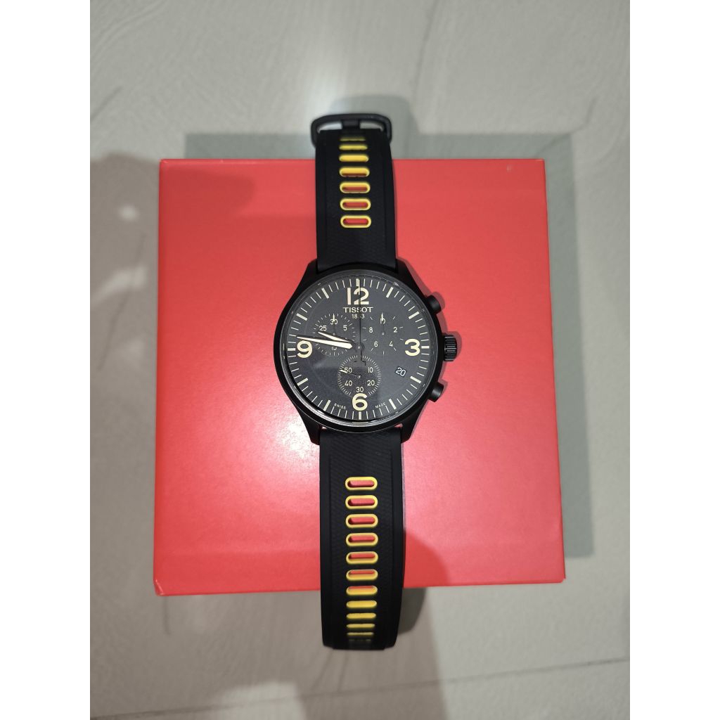 T*ssot T-Sport Chrono XL T116.617.36.057.00 Black Dial Brown Leather Strap