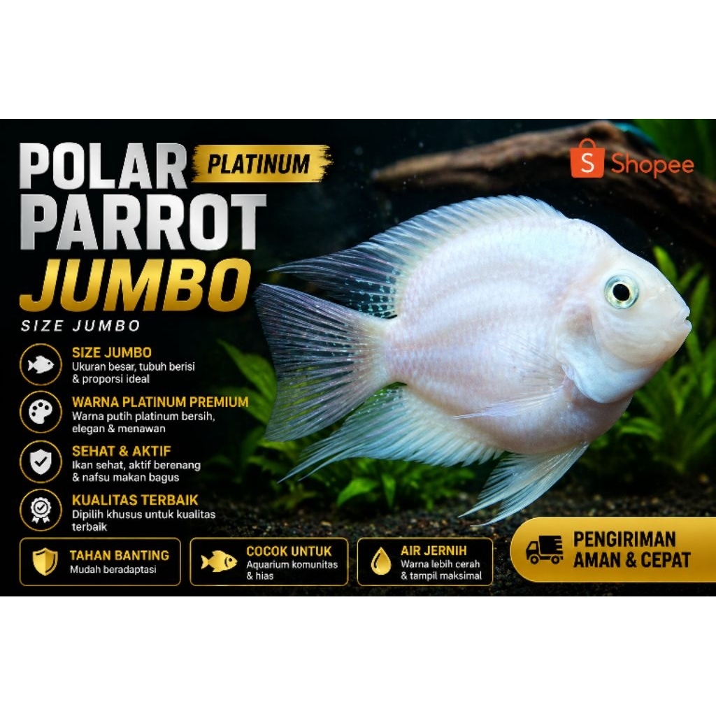 Polar Parrot Platinum Jumbo | hiasan aquarium