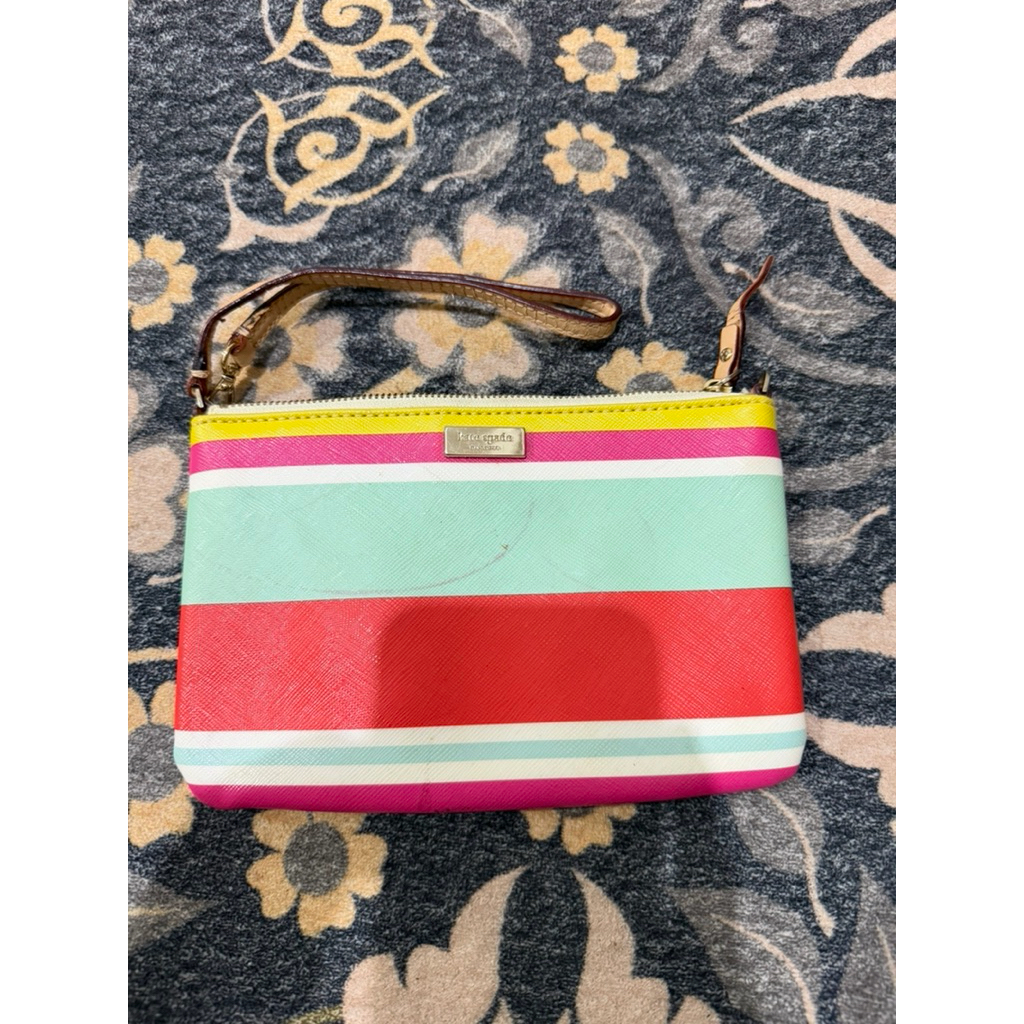 preloved katespade stripe multicolour wristlet