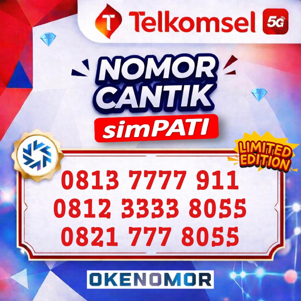 Nomor Cantik Telkomsel simPATI BOSS 8055 805 911 007 5758 MAJU MAPAN 786 234