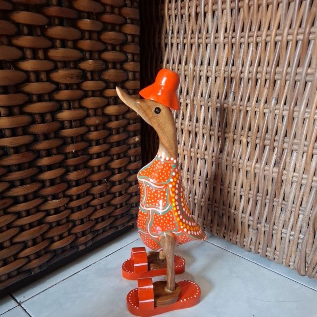 bebek sandal topi orange polkadot