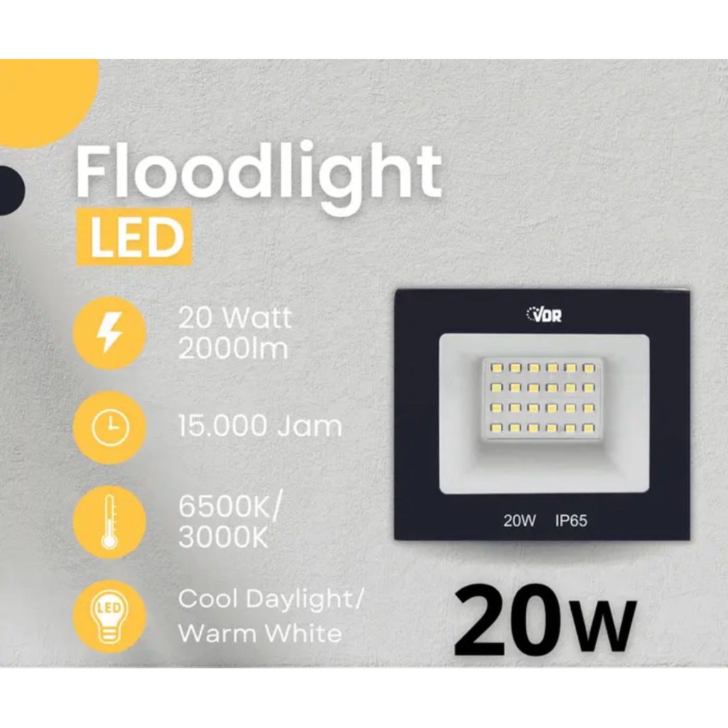 Lampu sorot vdr 20w cahaya putih