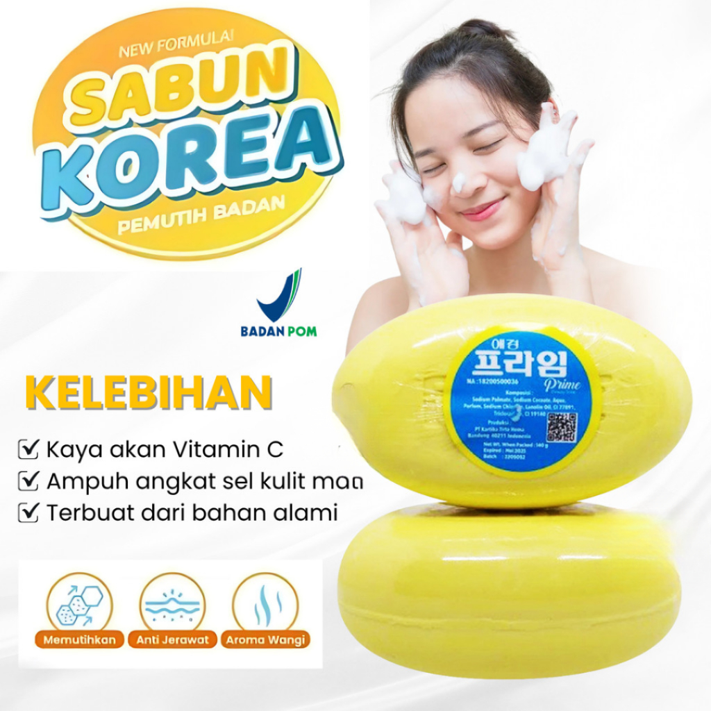 Sabun Pemutih Badan Dan Wajah Pria Wanita Original BPOM Prime Lus Beauty Soap Prime Sabun Pencerah K