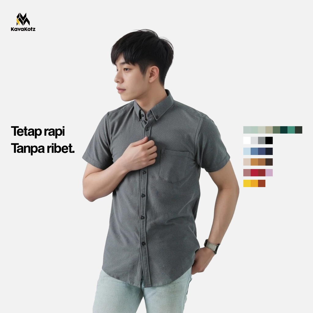 KAVAKOTZ - Haze Kemeja Pendek Pria | Dark Grey