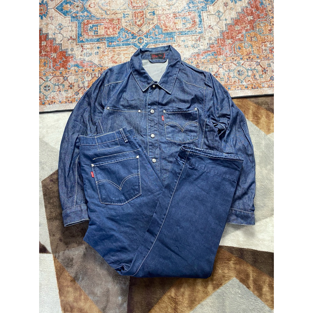 1SET DENIM JAKET & LONG PANTS DENIM LEVIS ENGINERED VINTAGE