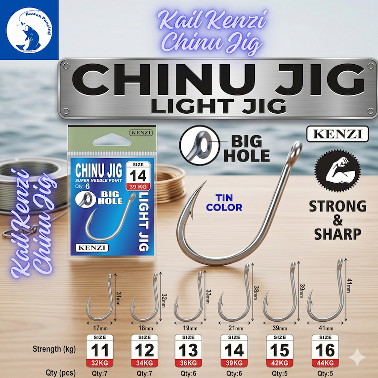 Kail Pancing Kenzi Chinu Light Jig dengan Big Hole dan Anti Korosi