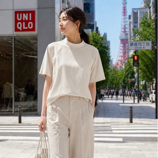 Kemeja Top Outer Blouse Uniqlo Women's Rayon Blouse Original Cream Sage Green