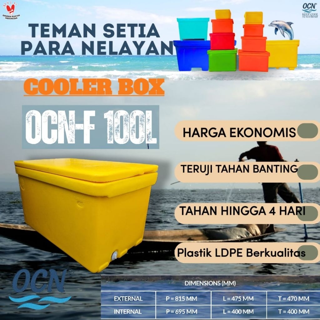 Coolbox Cooler Box OCN-F 100 Liter Box Es Ikan Frozen Termos