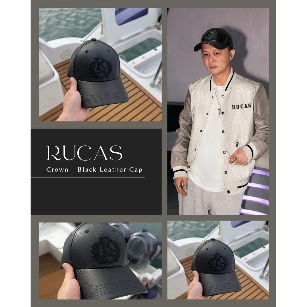 [FREE BOX] Rucas Crown Black Leather Cap / Rucas Topi / Topi Rucas Black / Rucas Cap Black / Rucas C