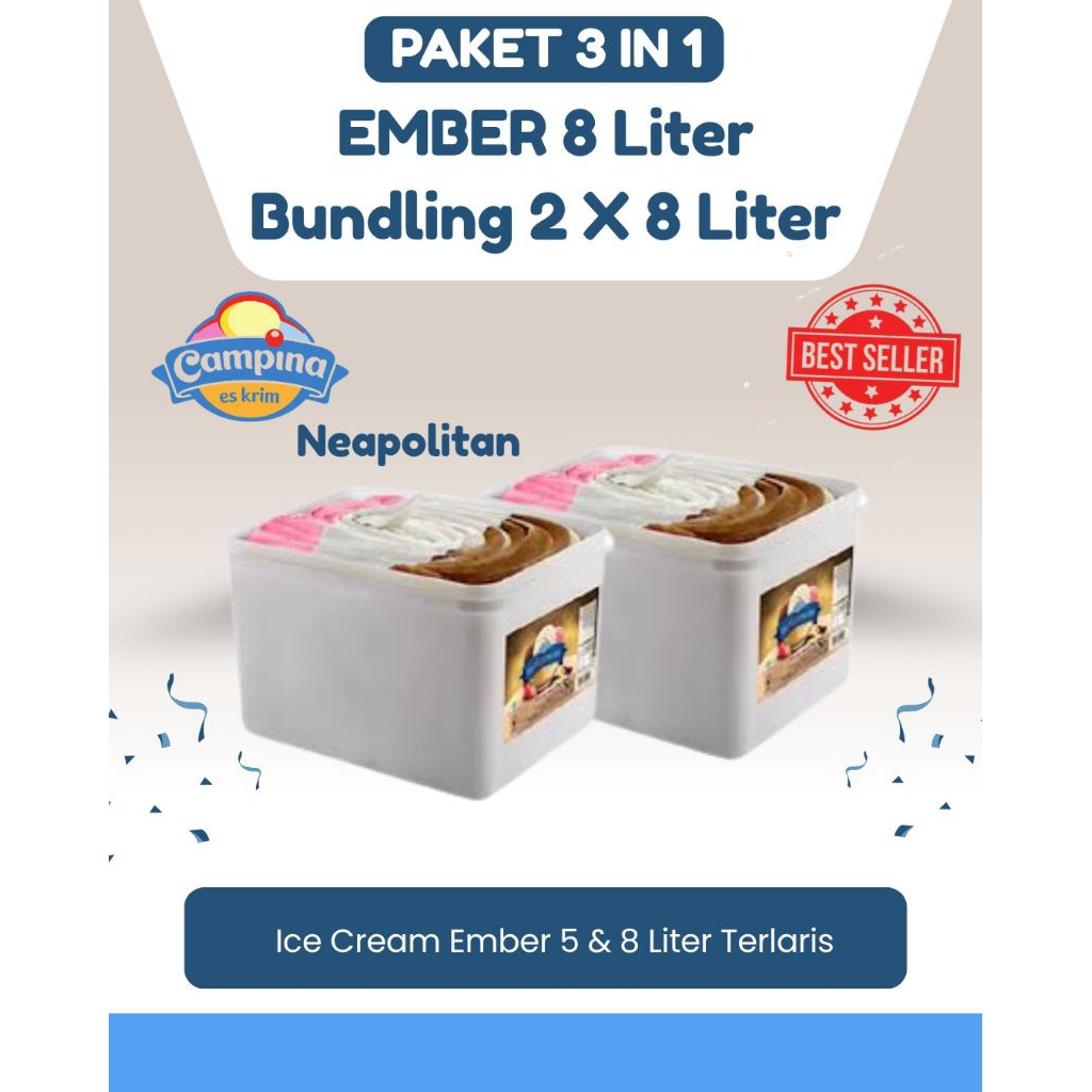 Ice Cream Aice, Indofood, Diamond, Campina, PAKET BUNDLING LEBIH HEMAT NEAPOLITAN/ PAKET ISI 2 EMBER
