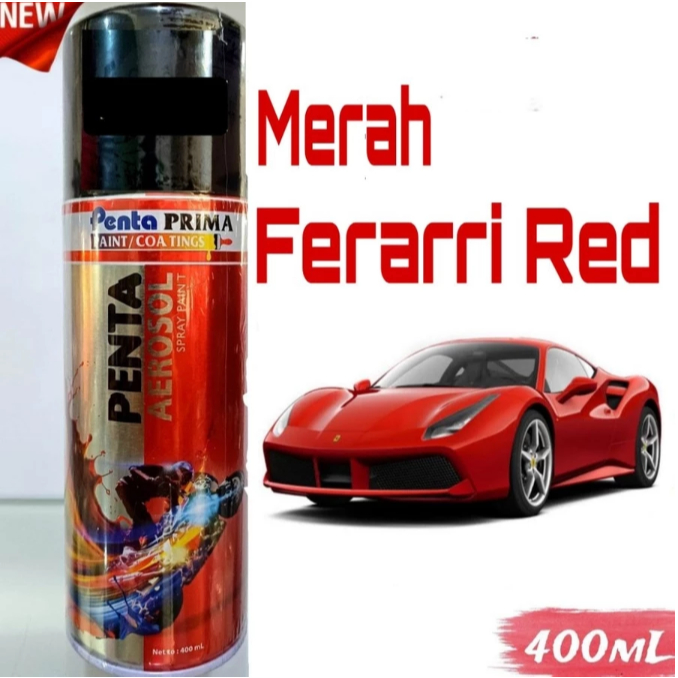 Pilok Cat Merah Ferrari Red 252 Penta Aerosol 400ml Cat Semprot Sepeda Motor Mobil