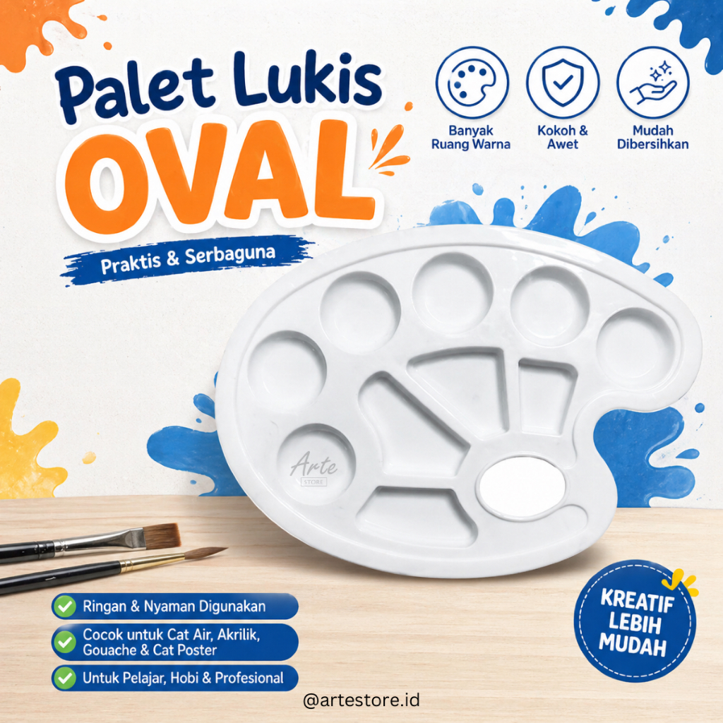 Palet Lukis Oval - Palette - Palet Plastik Premium