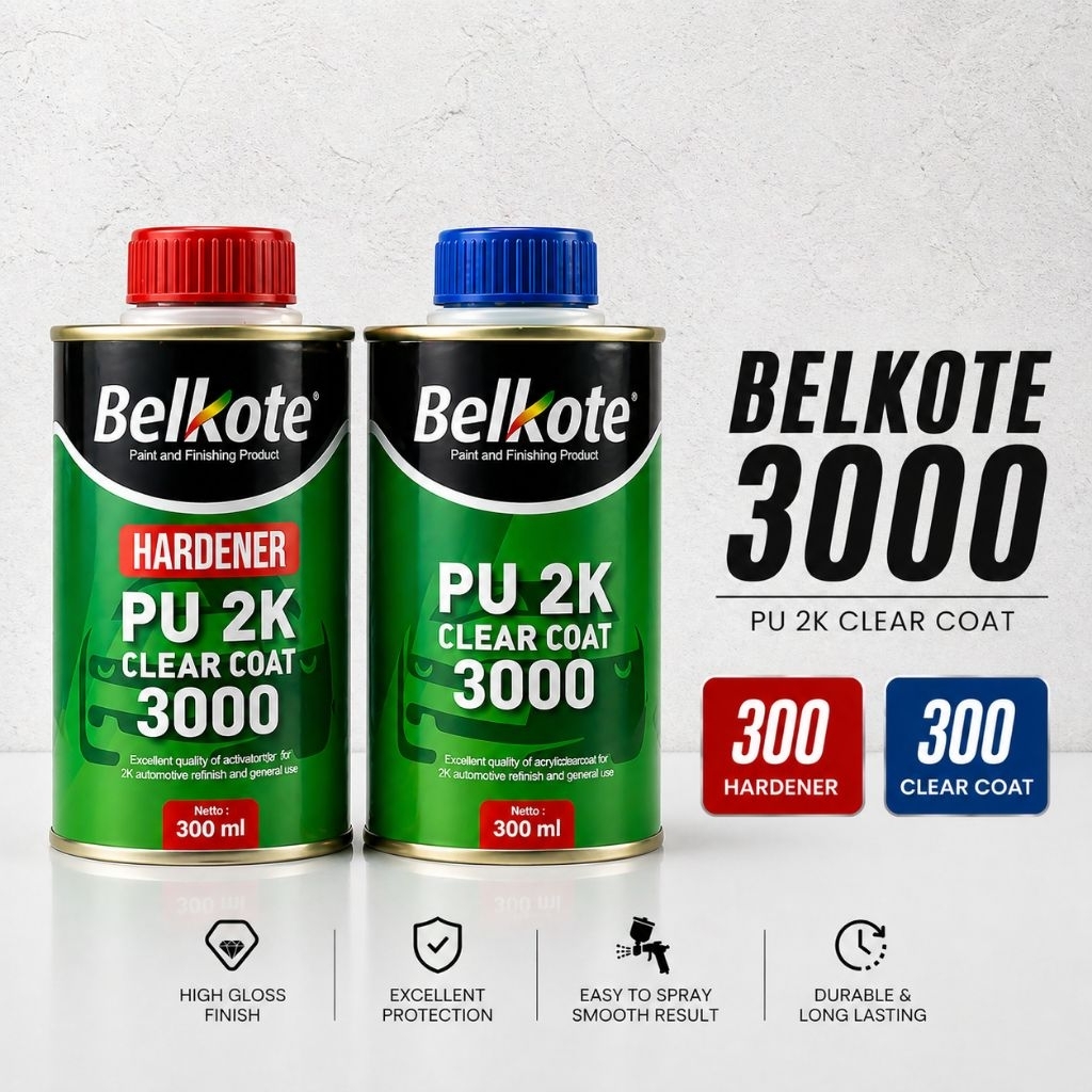 Belkote PU 2K Clear Coat 3000 - Clear Coat 2 Komponen dengan Kadar Solid Medium clear coat belkote p