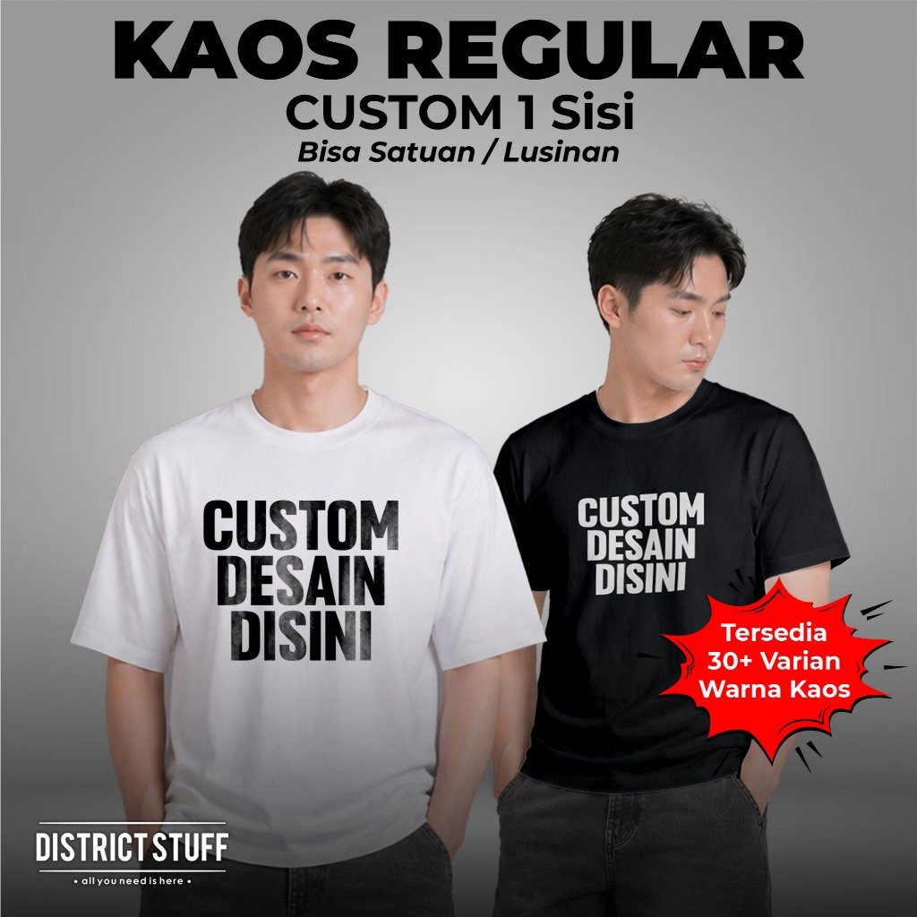 Kaos Oversized Custom Sablon Foto dan Gambar Satuan DTF Unisex