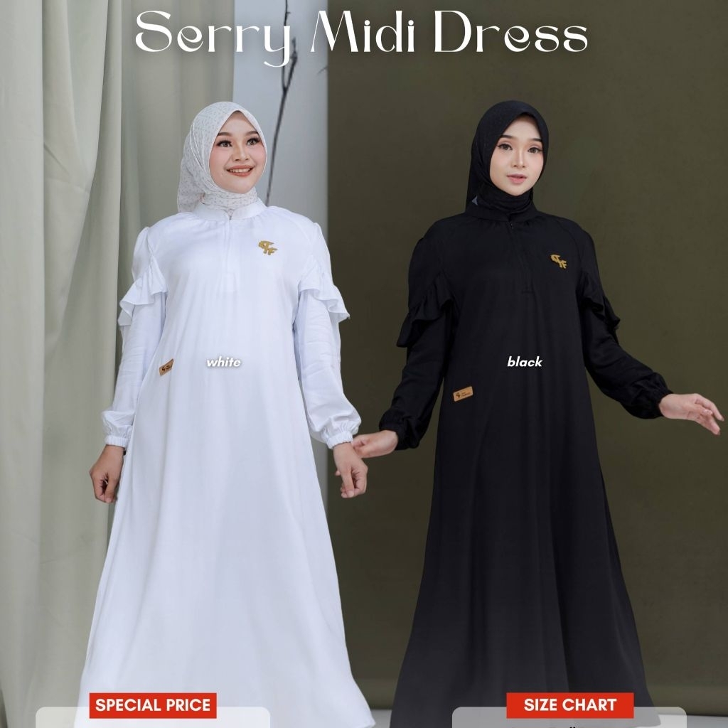 Serry Midi Dress Wanita Premium All Size Big Size Dress Muslimah