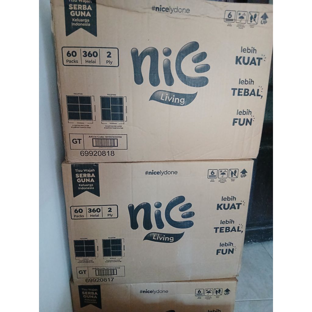 1 karton ( 60 Pcs ) Nice tisu wajah 360 helai / 180 sheet