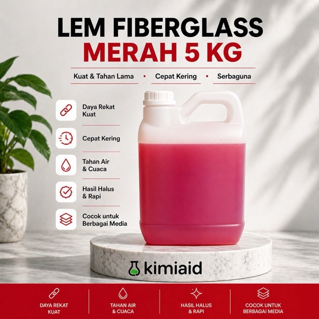 Lem Fiberglass Merah 5 Kg Baru Waterproofing Kerajinan Tangan Anti Bocor Transparan Meja Lapisan Kap