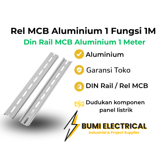 REL MCB ALUMINIUM DIN RAIL 100CM DUDUKAN MCB PANEL LISTRIK