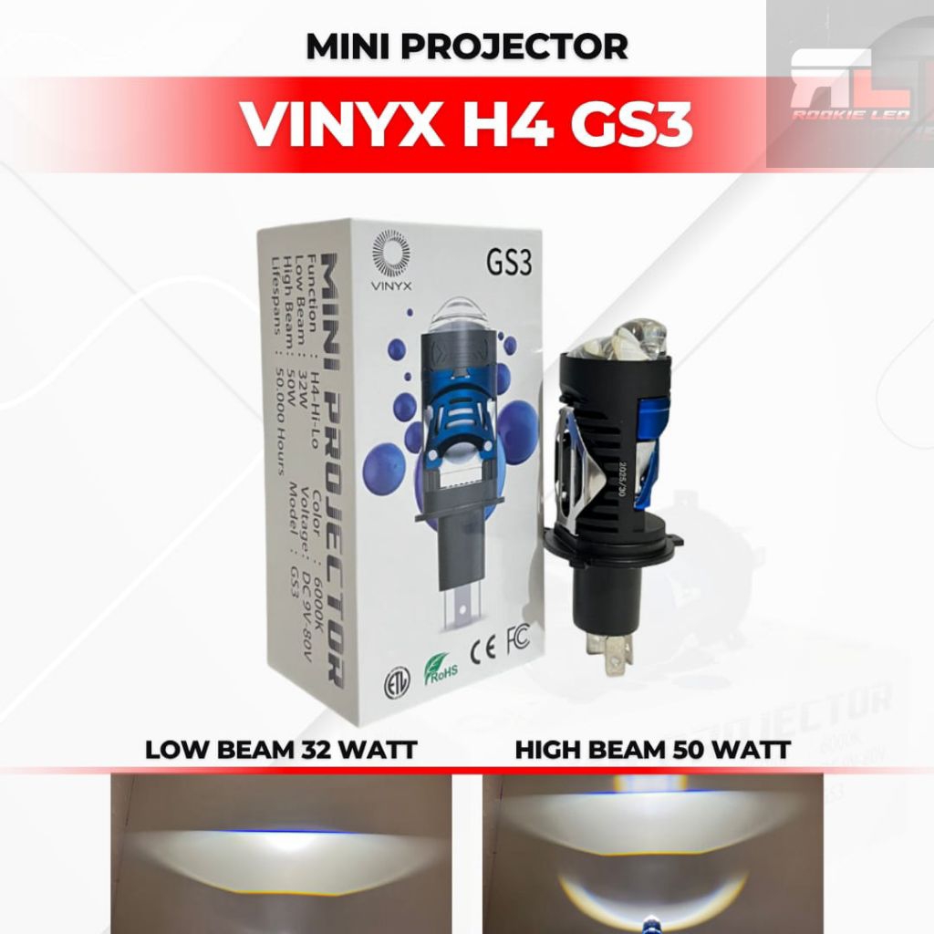 Lampu LED VINYX GS3 50 Watt H4 Mini Projie Biled ZE5 201 H4|1021