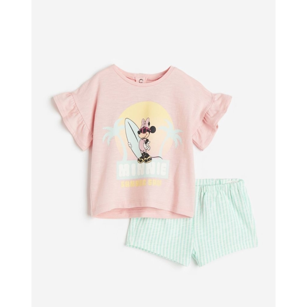 H&M Baby 2 Piece Printed set Light Pink/Minnie Mouse
