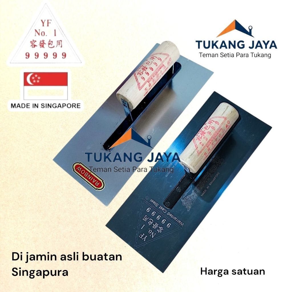 Roskam Plaster Baja dan Stainless Steel tahan Karat, Gagang Kayu Nyaman Digunakan merek 99 kereta ap