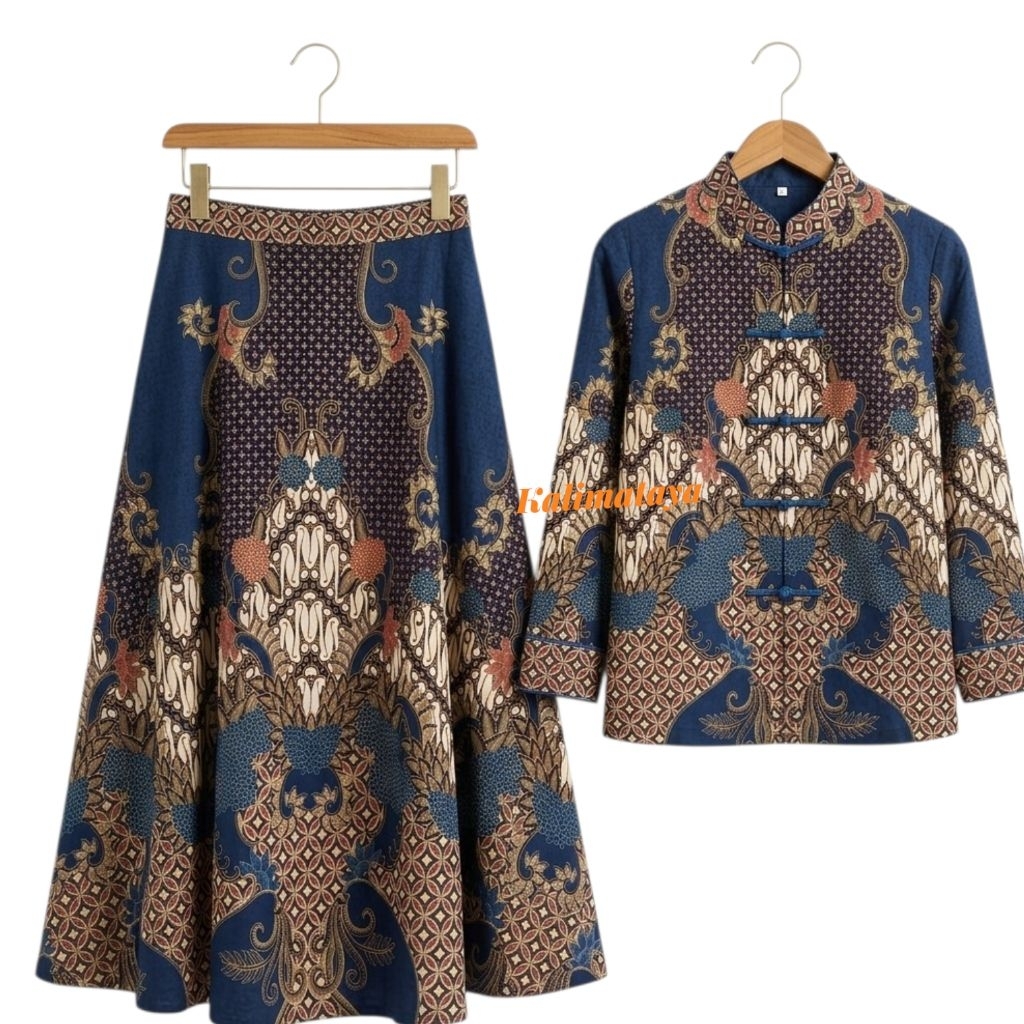 one set rok and blus batik seragam kantor nirta
