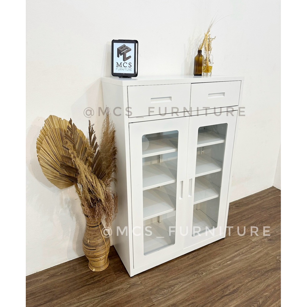 Rak Lemari Sepatu Besi Kaca Laci Mebel Furniture Semarang