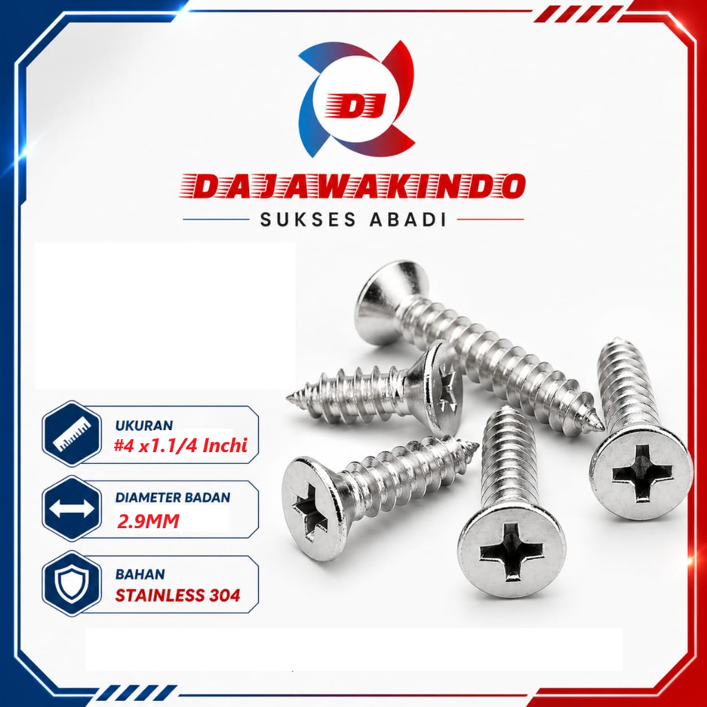 Sekrup Tapping Stainless 4 x 1.1/4 / Tapping FH Stainless 304